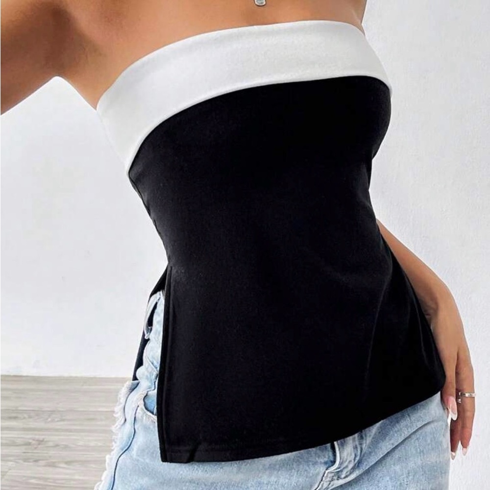 NWOT Black and White Strapless Top